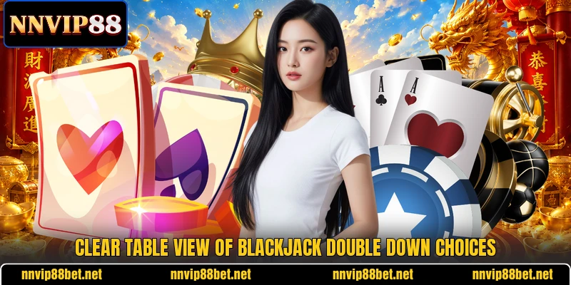 Clear table view of blackjack double down choices Clear table view of blackjack double down choices