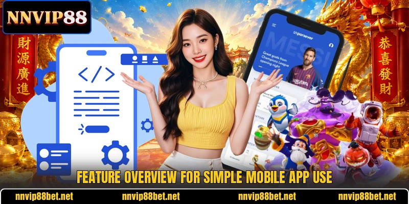 Feature overview for simple mobile app use Feature overview for simple mobile app use