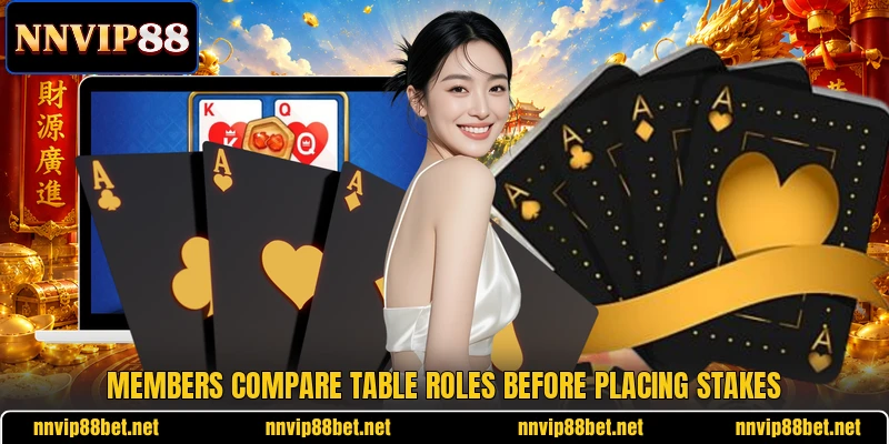 Members compare table roles before placing stakes Members compare table roles before placing stakes