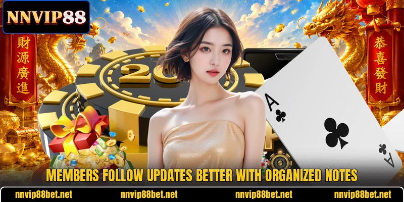 Members follow updates better with organized notes Members follow updates better with organized notes