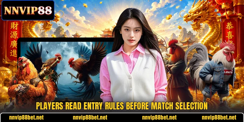 Players read entry rules before match selection Players read entry rules before match selection