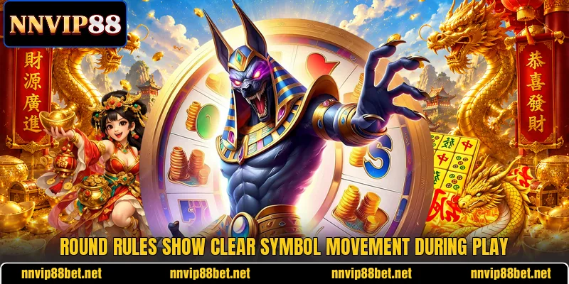 Round rules show clear symbol movement during play Round rules show clear symbol movement during play